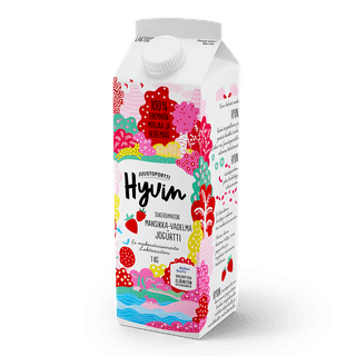 Juustoportti Hyvin sokeroimaton jogurtti 1 kg mansikka-vadelma