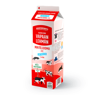 Juustoportti Vapaan lehmän maitojuoma 3 % 1 l