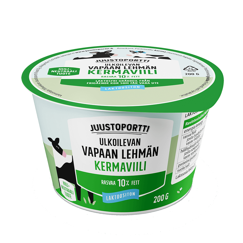 Juustoportti Vapaan lehmän kermaviili 10 % 200 g laktoositon