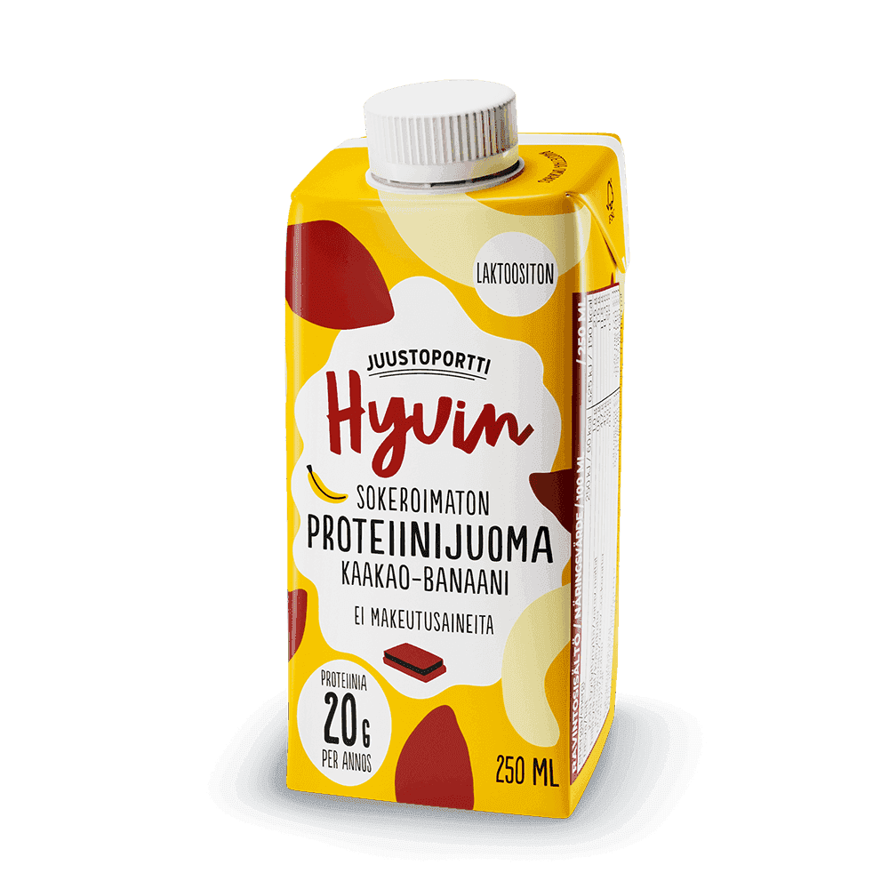 Juustoportti Hyvin sokeroimaton kaakaon ja banaanin makuinen proteiinijuoma (UHT) 250 ml