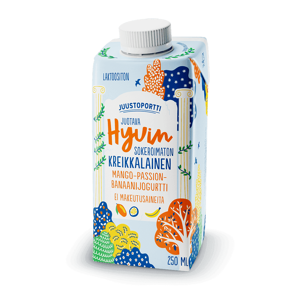 Juustoportti Hyvin sokeroimaton kreikkalainen juotava jogurtti 250 ml mango-passion-banaani