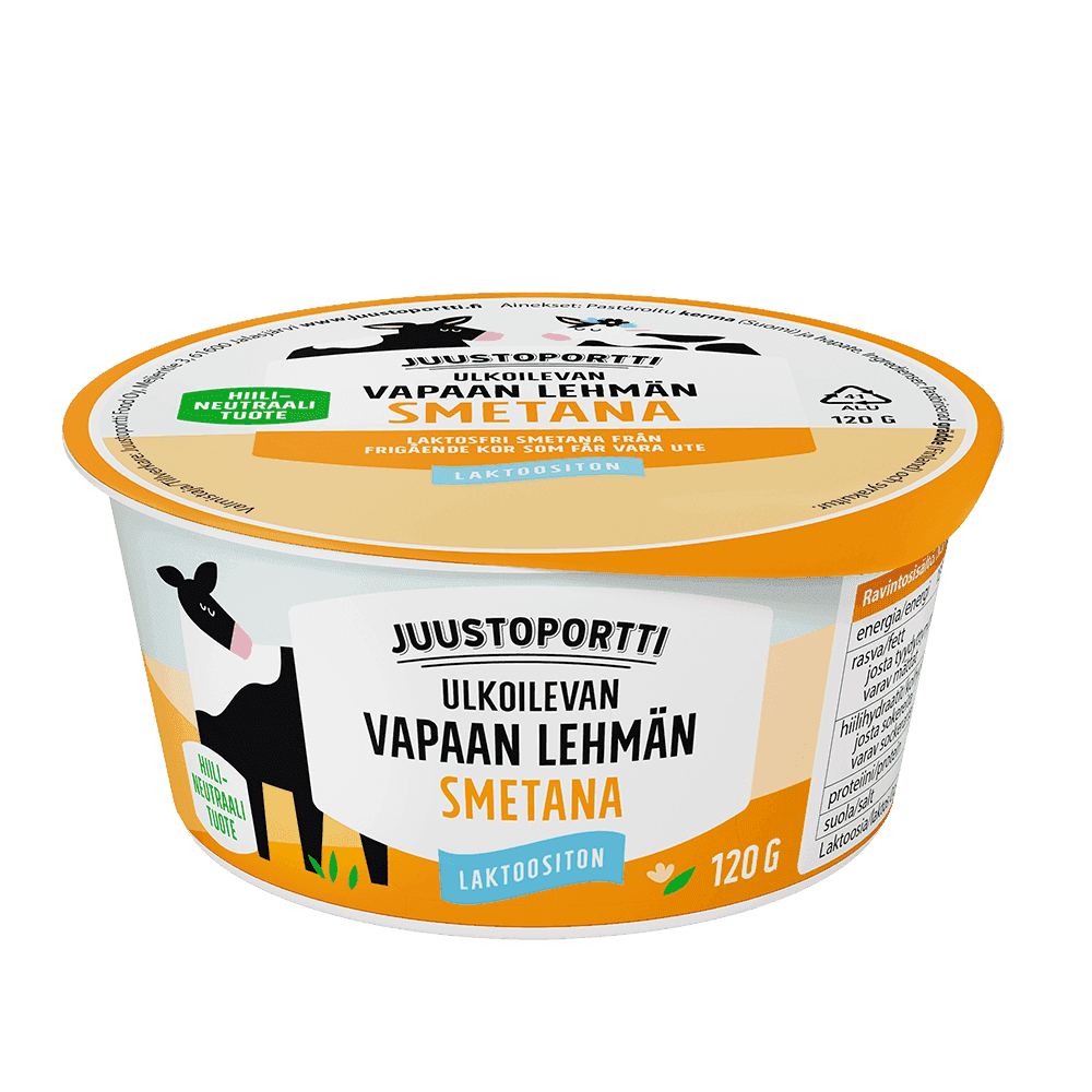 Juustoportti Vapaan lehmän smetana 120 g laktoositon