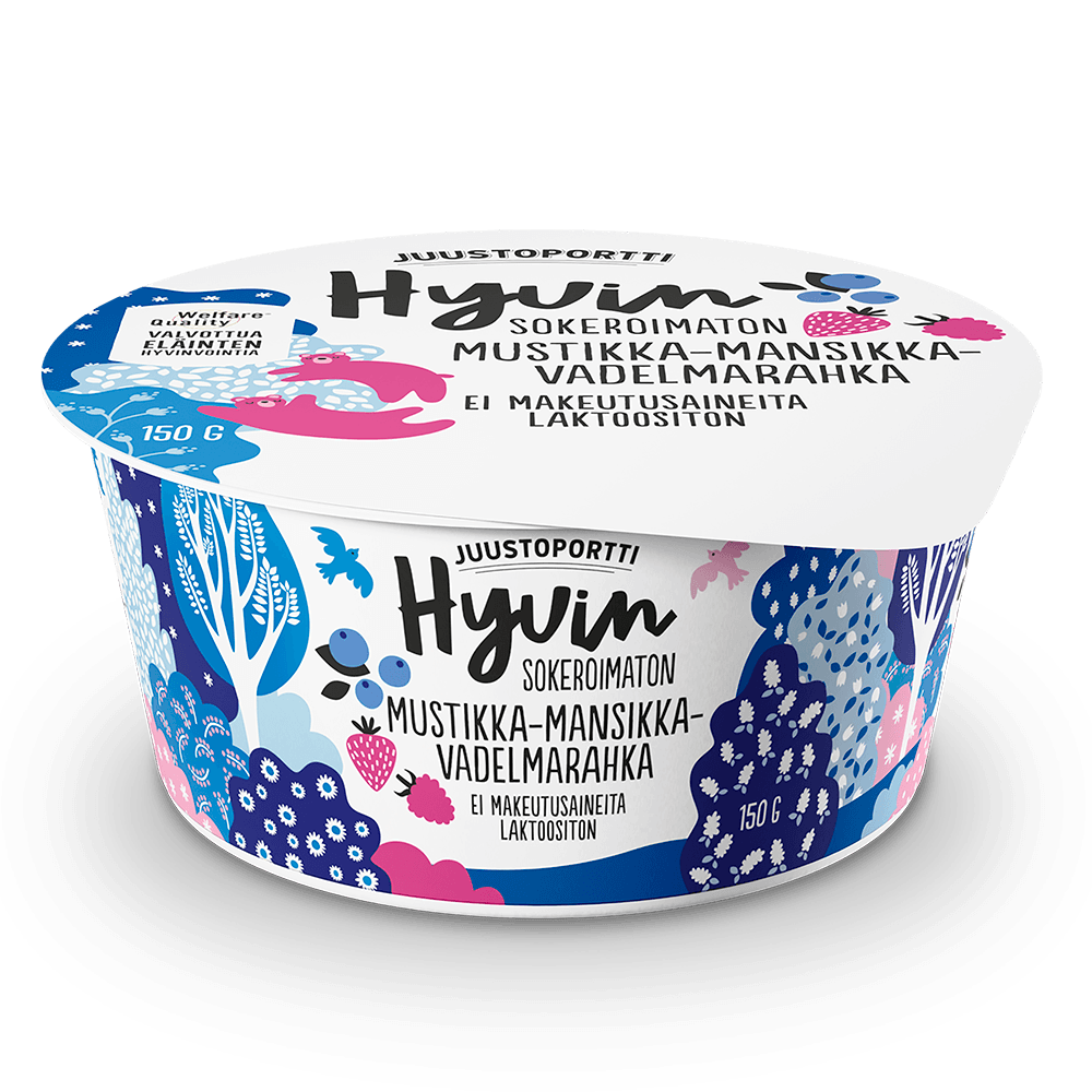 Juustoportti Hyvin sokeroimaton rahka 150 g mustikka-mansikka-vadelma