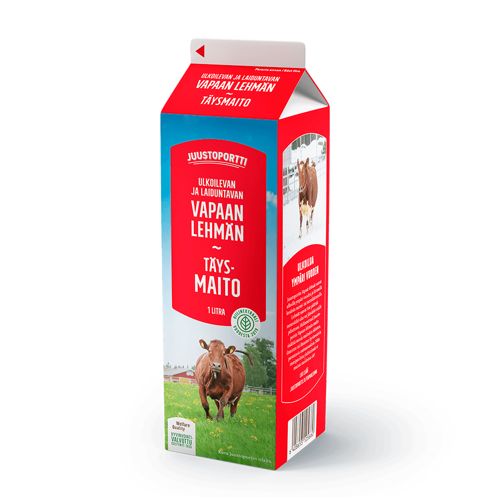 Juustoportti Vapaan lehmän täysmaito 1 l