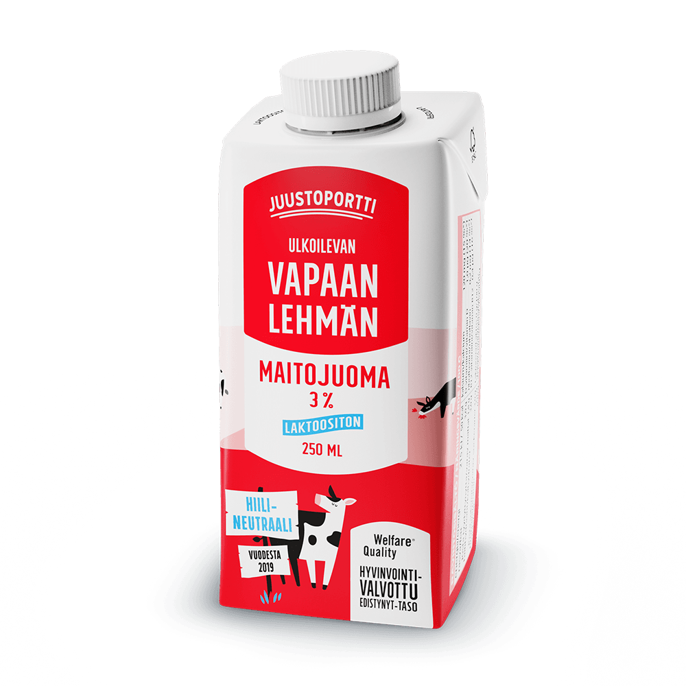 Juustoportti Vapaan lehmän maitojuoma 3 % 250 ml (UHT)