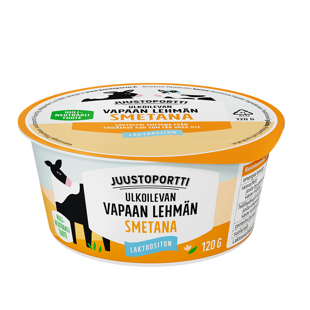 Juustoportti Vapaan lehmän smetana 120 g laktoositon