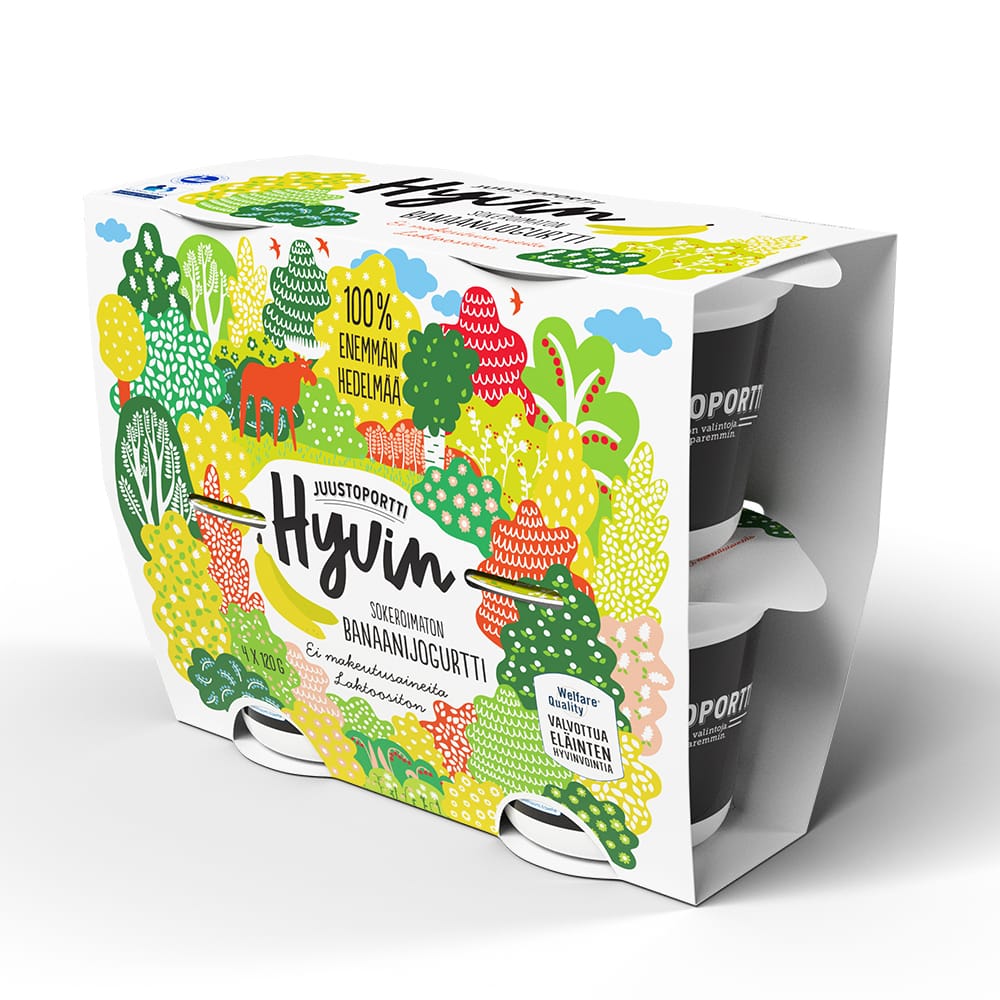 Juustoportti Hyvin sokeroimaton jogurtti 4*120 g banaani