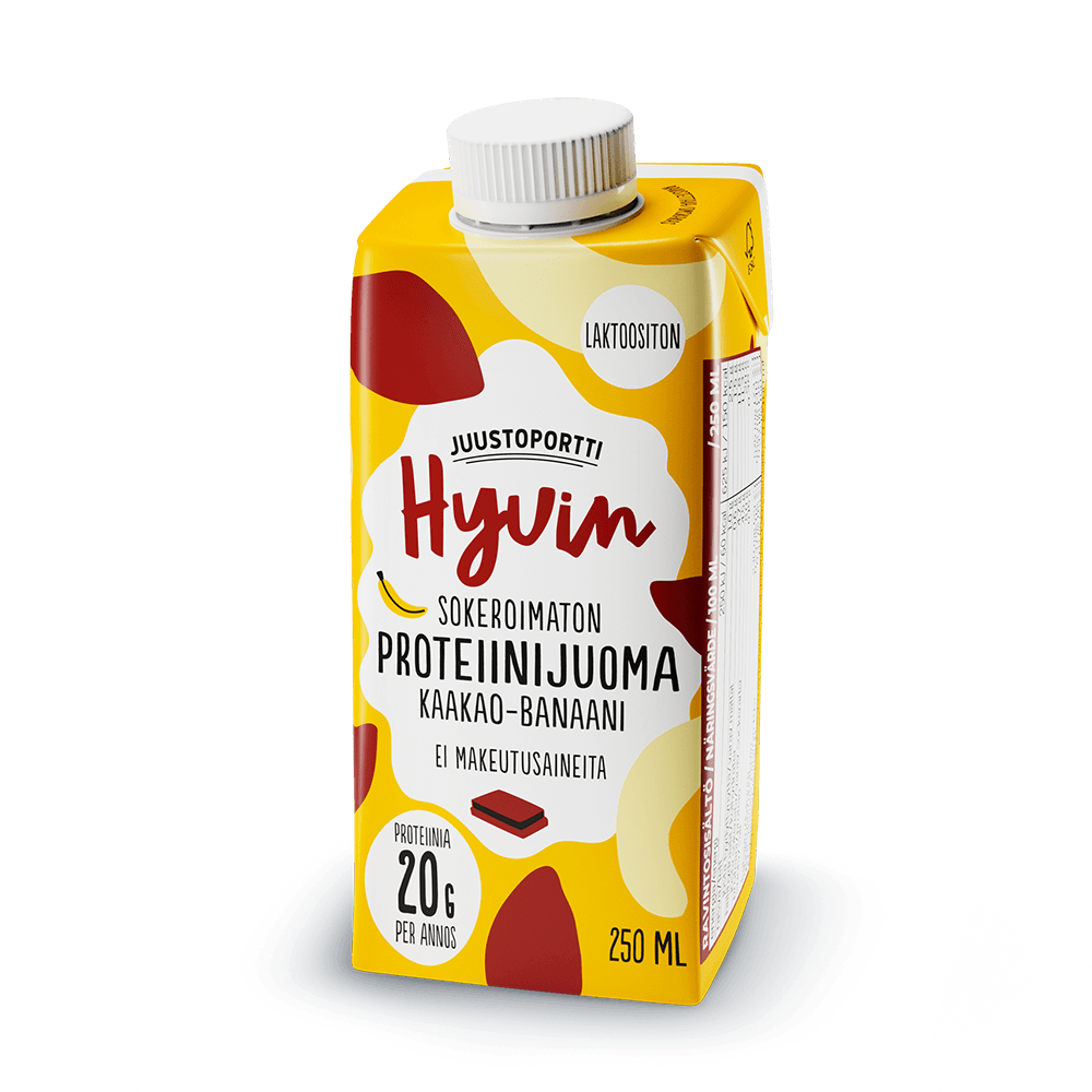 Juustoportti Hyvin sokeroimaton proteiinijuoma 250 ml kaakao-banaani