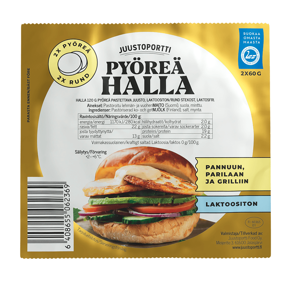 Juustoportti Halla 2x60 g pyöreä paistettava juusto