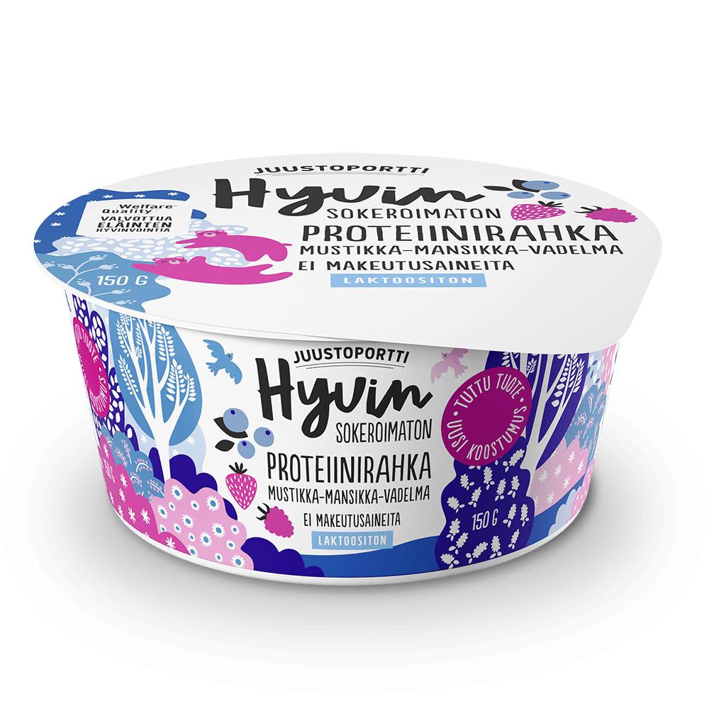 Hyvin proteiinirahka 150 g mustikka-mansikka-vadelma