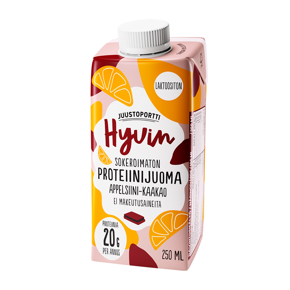 Juustoportti Hyvin sokeroimaton proteiinijuoma 250 ml appelsiini-kaakao