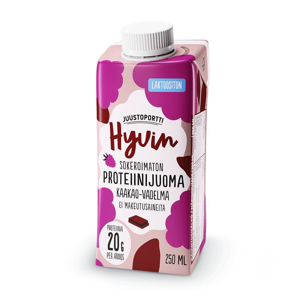 Juustoportti Hyvin sokeroimaton proteiinijuoma 250 ml kaakao-vadelma