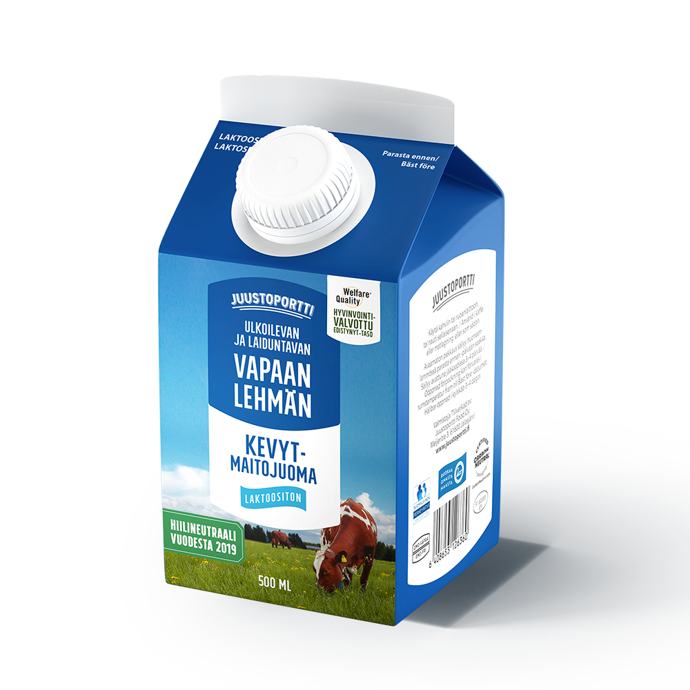 Juustoportti Vapaan lehmän laktoositon kevytmaitojuoma (UHT) 500 ml