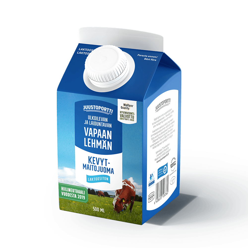 Juustoportti Vapaan lehmän laktoositon kevytmaitojuoma (UHT) 500 ml