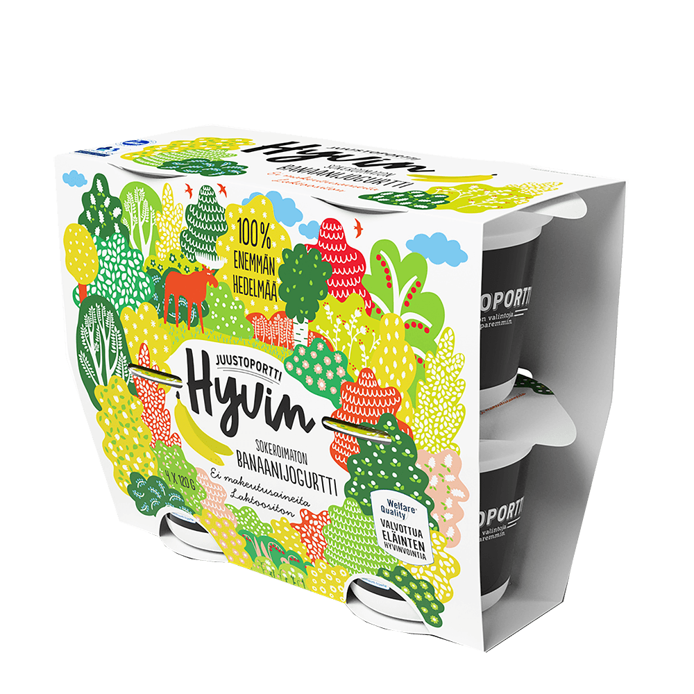 Juustoportti Hyvin sokeroimaton jogurtti 4*120 g banaani