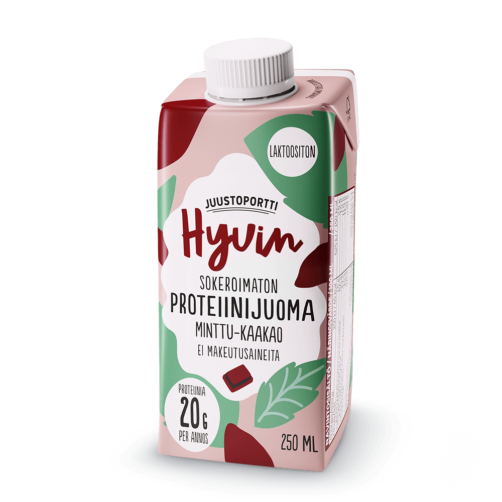 Juustoportti Hyvin Sokeroimaton Proteiinijuoma 250 Ml Minttu kaakao