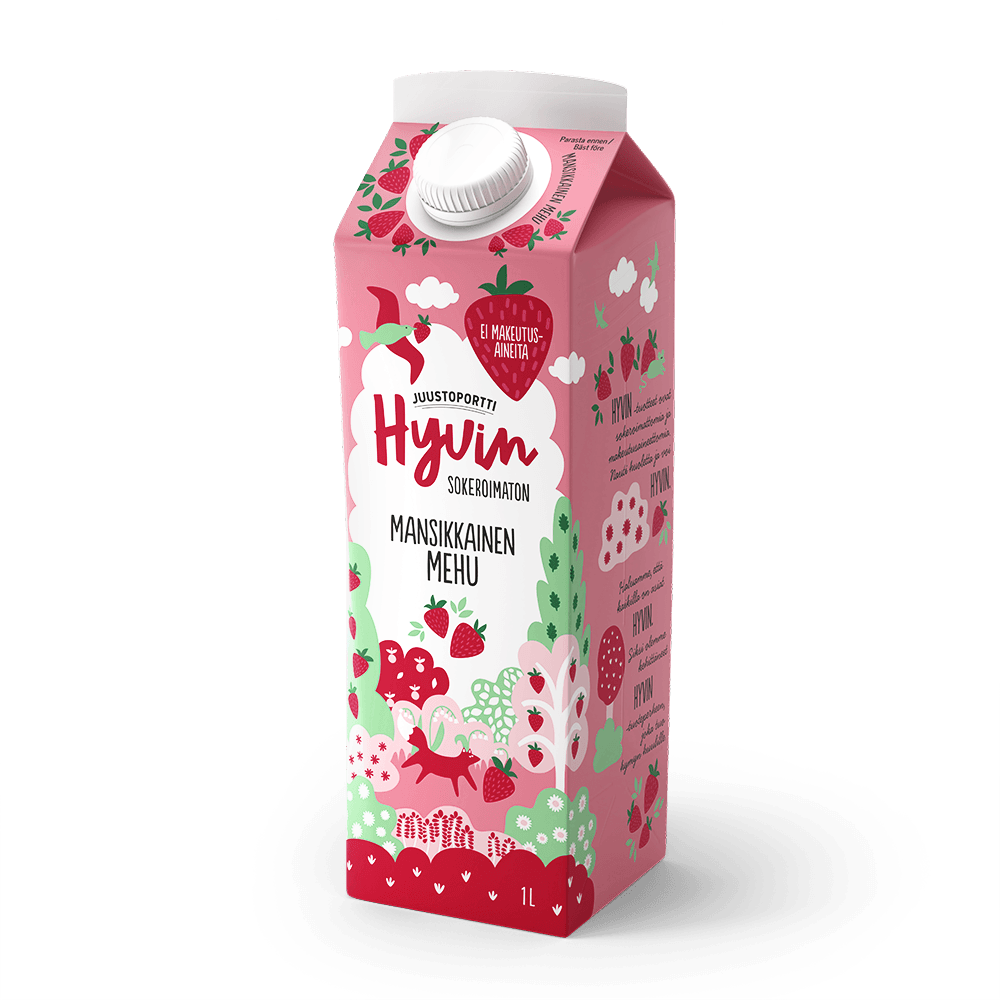 Juustoportti Hyvin sokeroimaton mansikkainen mehu 1 l