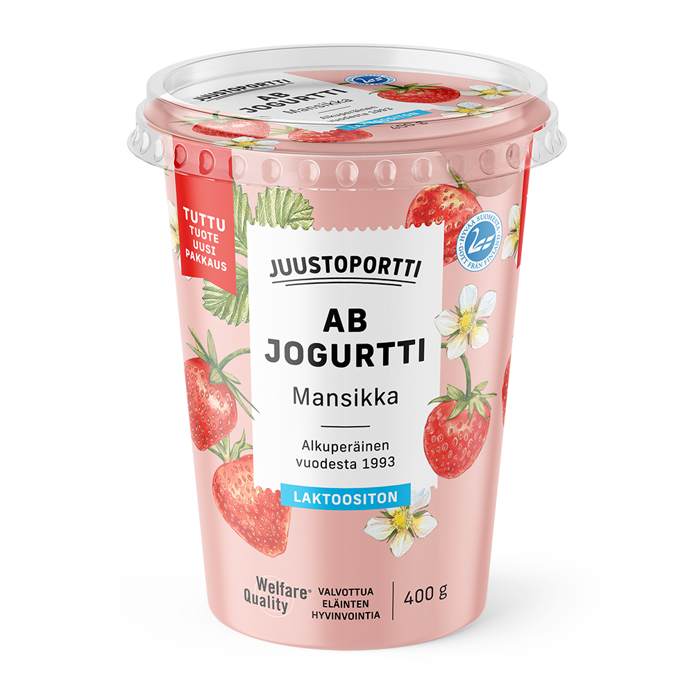 Juustoportti AB-jogurtti 400 g mansikka, laktoositon