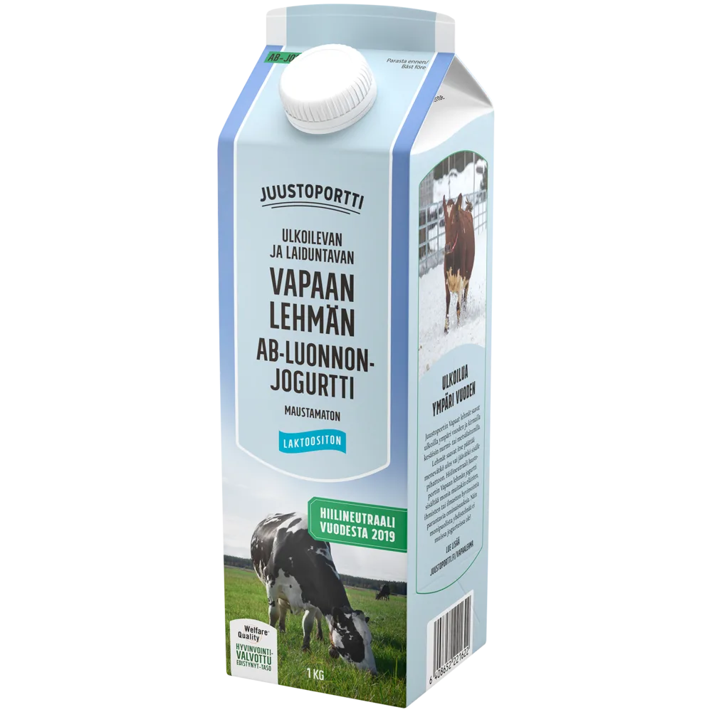 Juustoportti Vapaan lehmän AB-luonnonjogurtti 1 kg maustamaton laktoositon