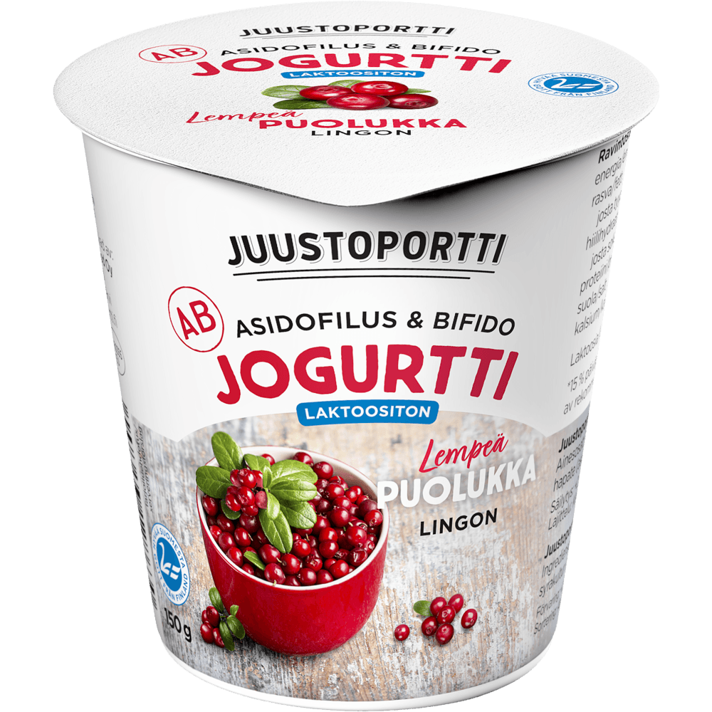 Juustoportti AB-jogurtti 150 g puolukka laktoositon