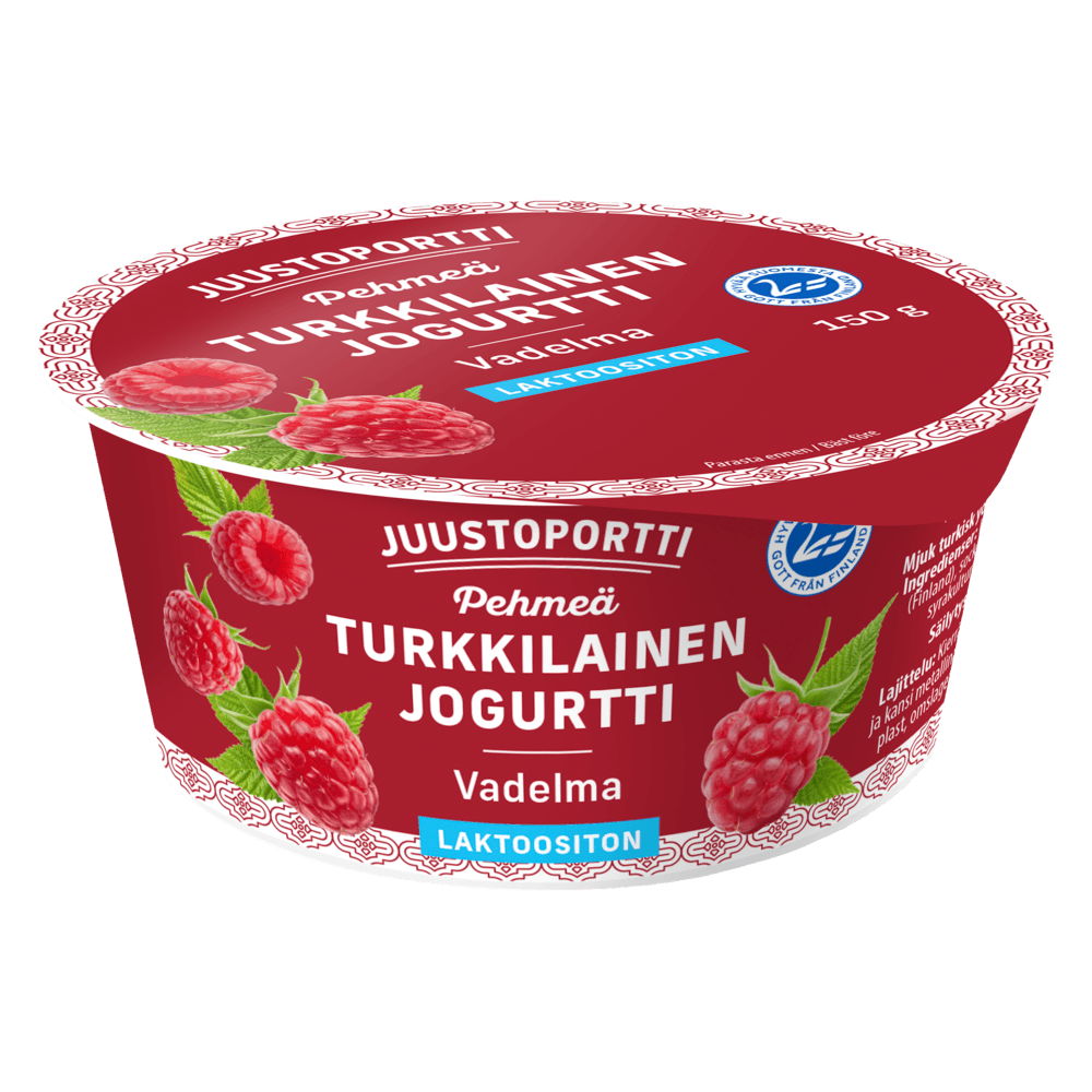 Juustoportti Pehmeä turkkilainen jogurtti 150 g vadelma laktoositon