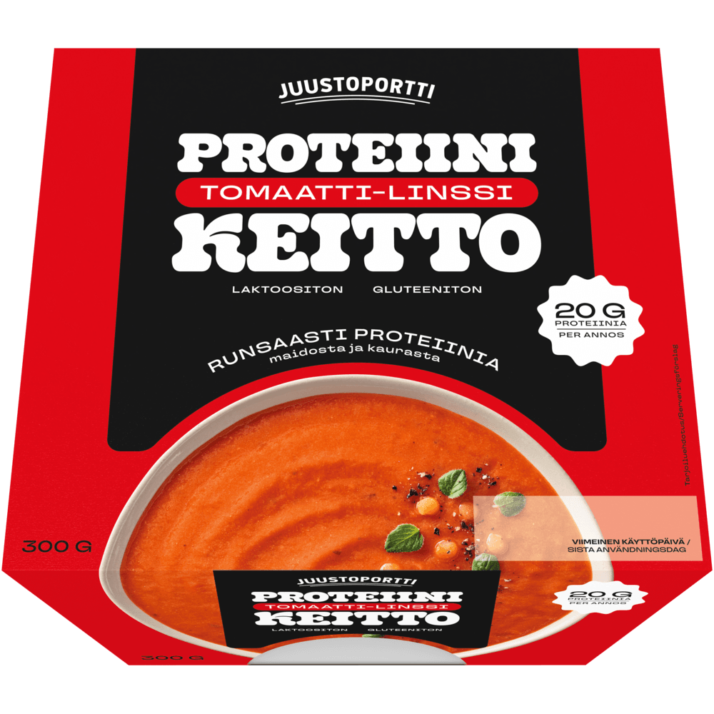 Juustoportti Proteiini-tomaatti-linssikeitto 300 g laktoositon gluteeniton