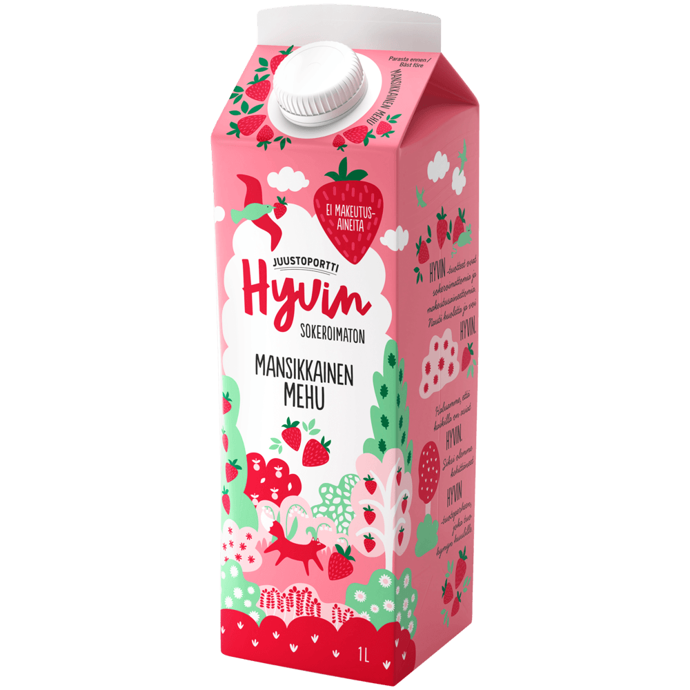 Juustoportti Hyvin mehu 1 l mansikkainen
