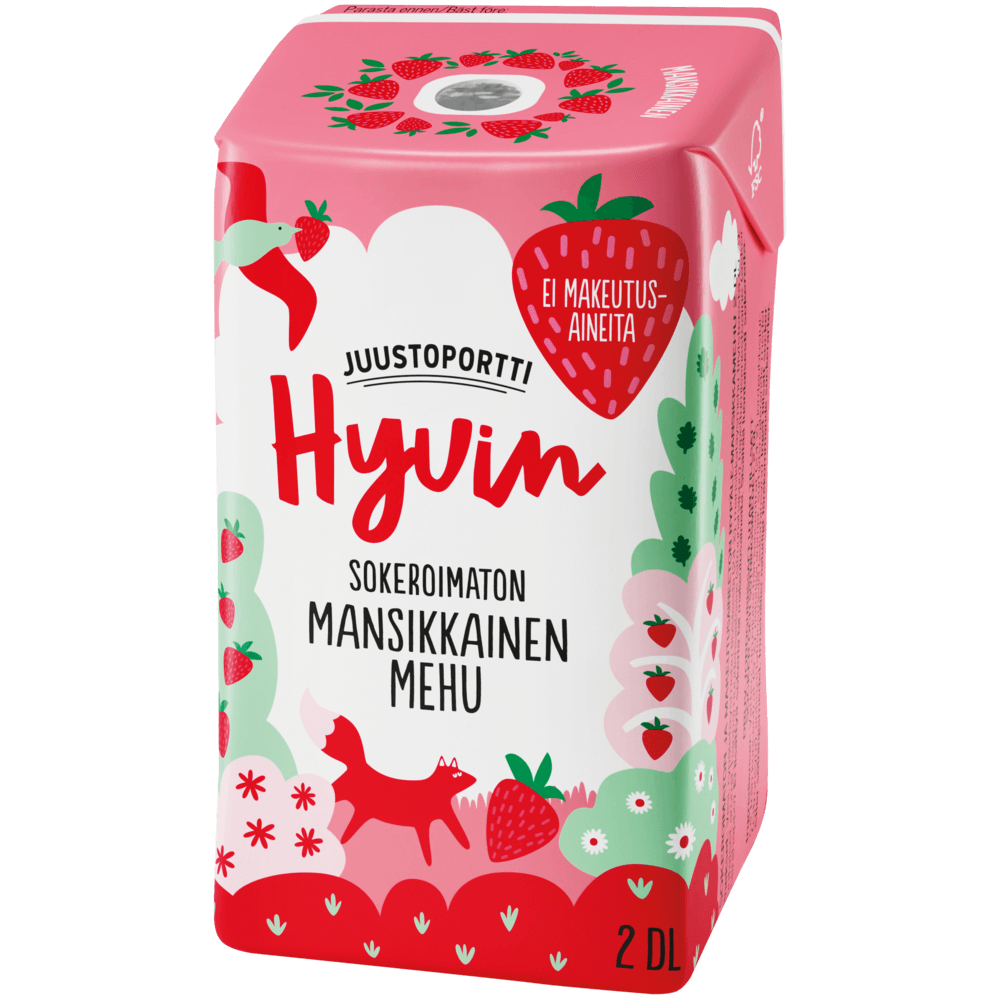 Juustoportti Hyvin mehu 2 dl mansikkainen