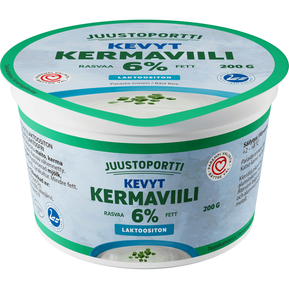 Juustoportti Kermaviili 6 % 200 g laktoositon