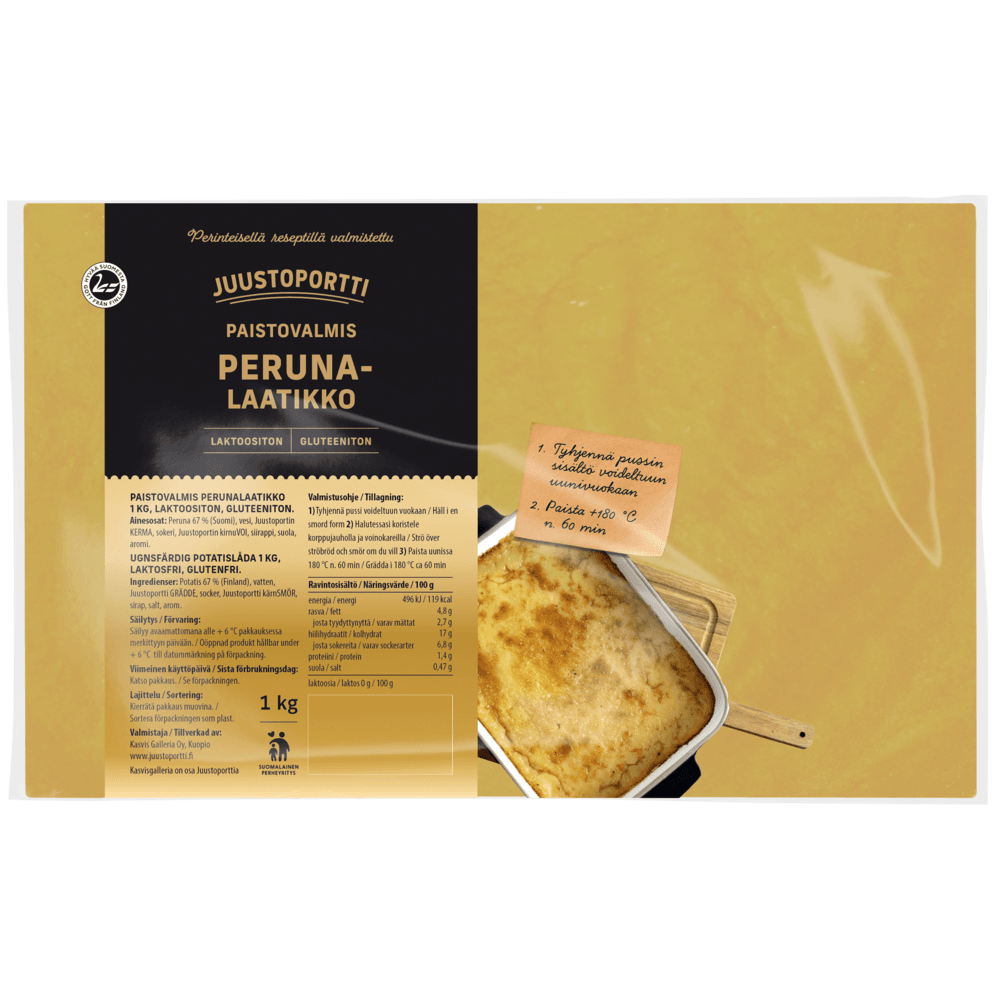 Juustoportti Paistovalmis perunalaatikko 1 kg laktoositon gluteeniton
