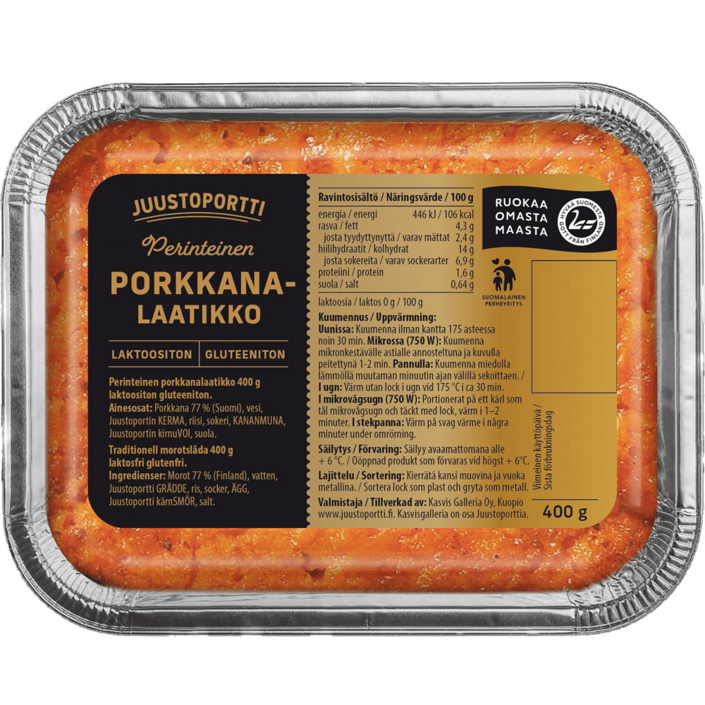 Juustoportti Perinteinen porkkanalaatikko 400 g laktoositon gluteeniton