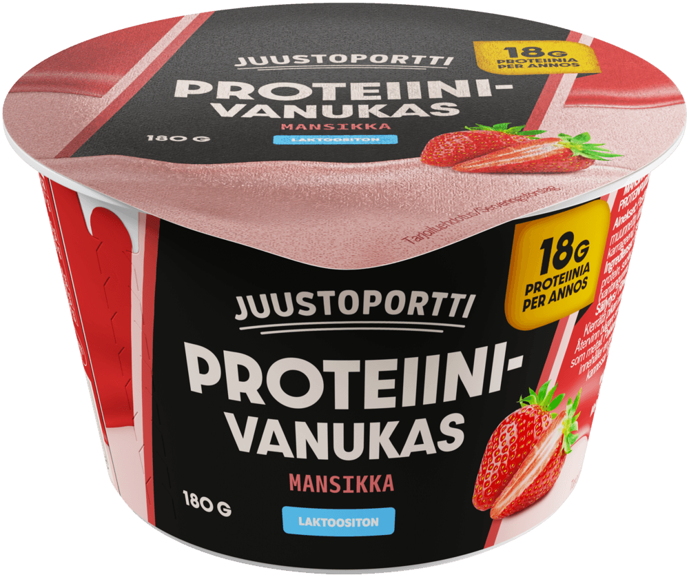 Juustoportti proteiinivanukas 180 g mansikka laktoositon