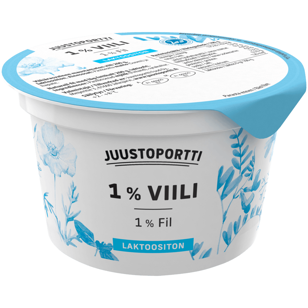Juustoportti Viili 1 % 200 g maustamaton laktoositon