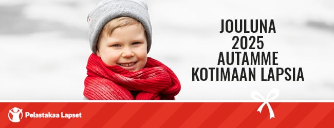 Olemme mukana tukemassa perheitä, joiden arki on tiukkaa ja lahjoitamme tänä jouluna 5000 euroa Pelastakaa Lapset -joulukeräykseen.