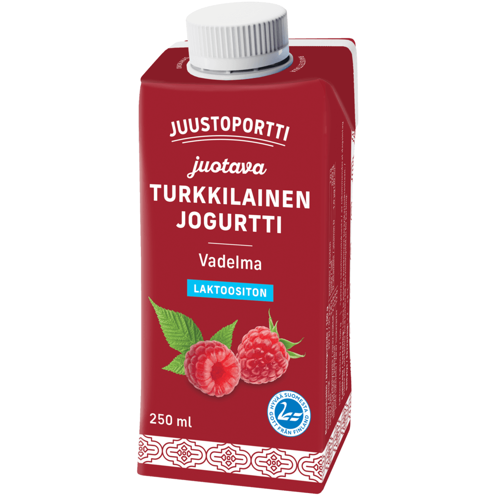 Juustoportti Juotava turkkilainen jogurtti 250 ml vadelma laktoositon