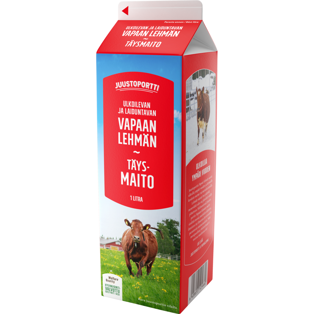 Juustoportti Vapaan lehmän täysmaito 1 l