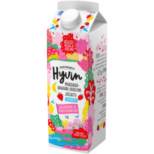 Juustoportti Hyvin jogurtti 1 kg mansikka-banaani-vadelma laktoositon