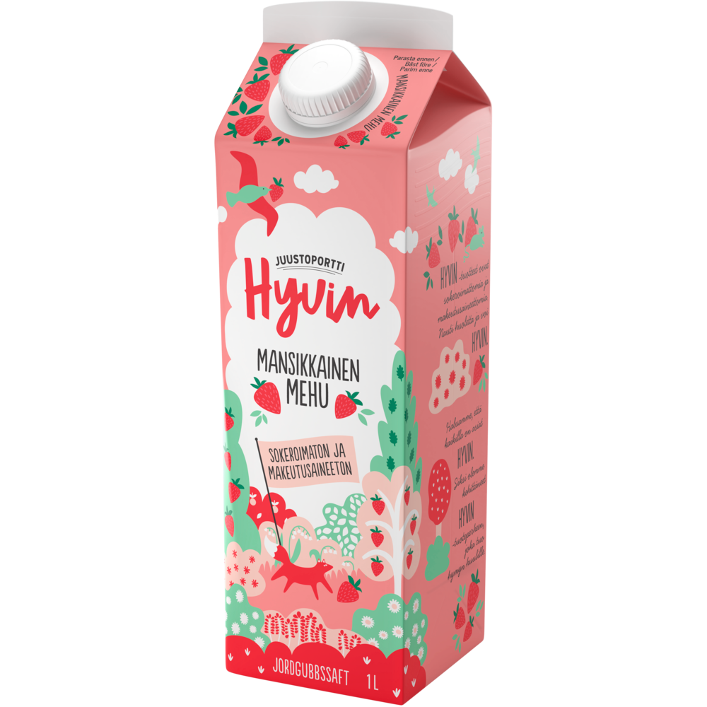 Juustoportti Hyvin mehu 1 l mansikkainen