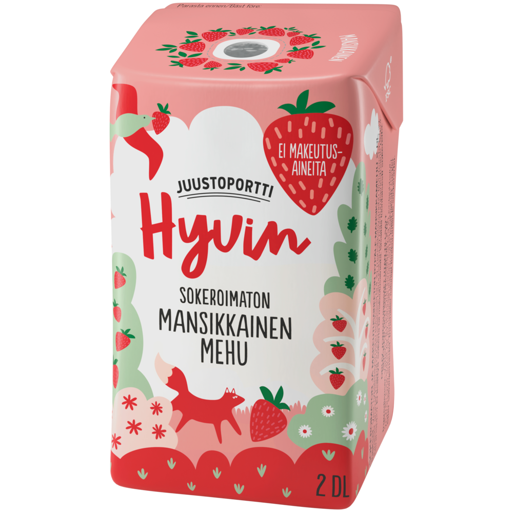 Juustoportti Hyvin mehu 2 dl mansikkainen