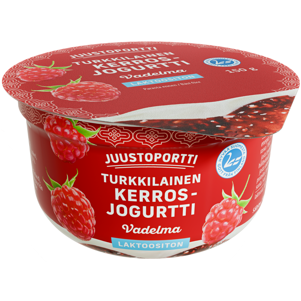 Juustoportti Turkkilainen kerrosjogurtti 150 g vadelma laktoositon